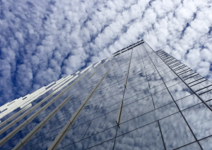 Upward Point View Perspective of a Skyrise Building
