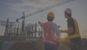 Men looking at a construction site